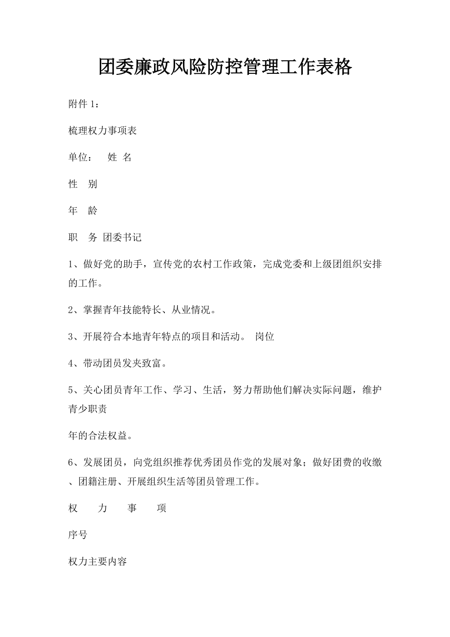 团委廉政风险防控管理工作表格.docx_第1页