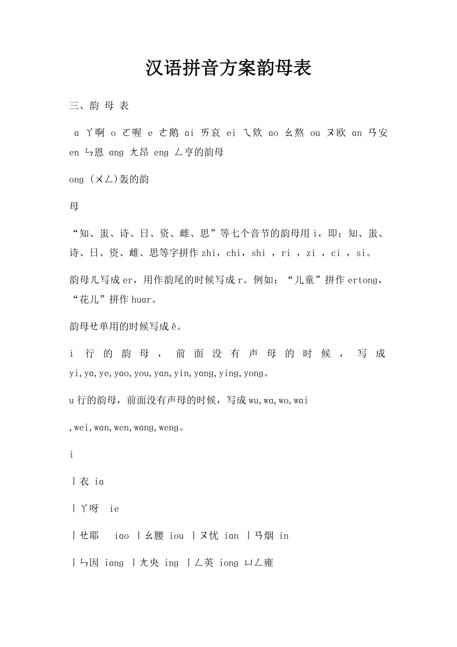 汉语拼音方案韵母表.docx_第1页