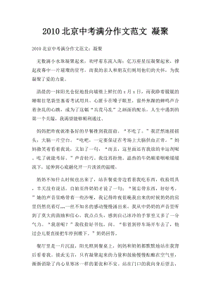 2010北京中考满分作文范文 凝聚.docx