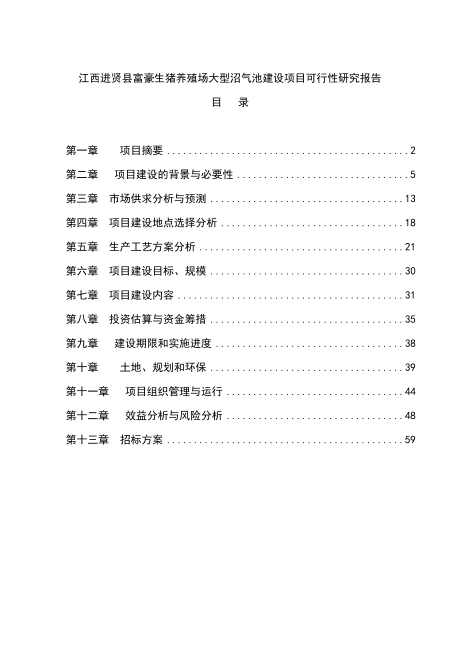 生猪养殖场大型沼气池建设项目可行性研究报告1.doc_第1页