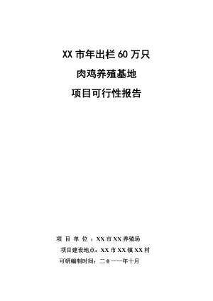 出栏60万只肉鸡养殖基地项目可行性研究报告.doc