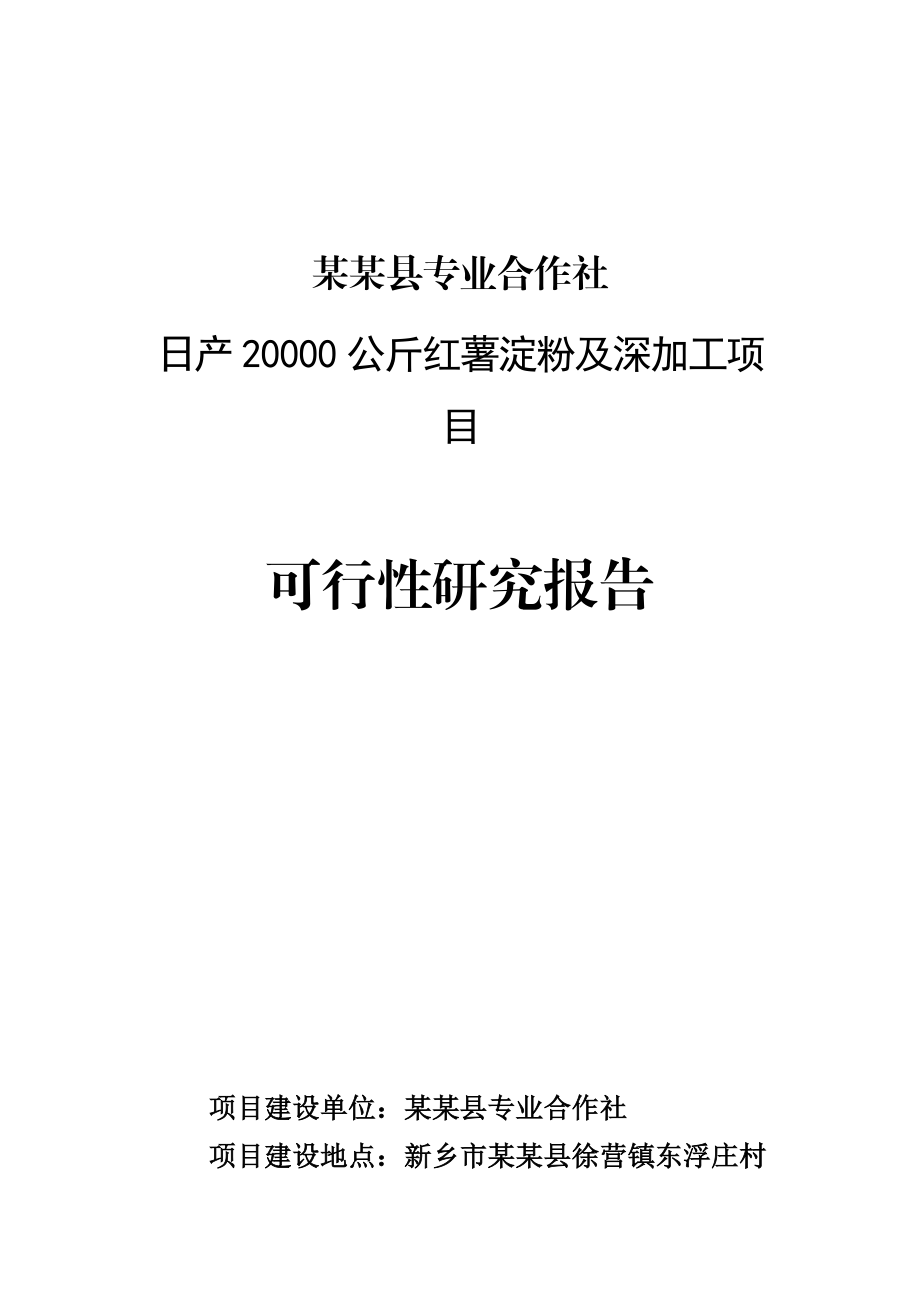 日产20000公斤红薯淀粉及深加工项目可行性研究报告1.doc_第1页