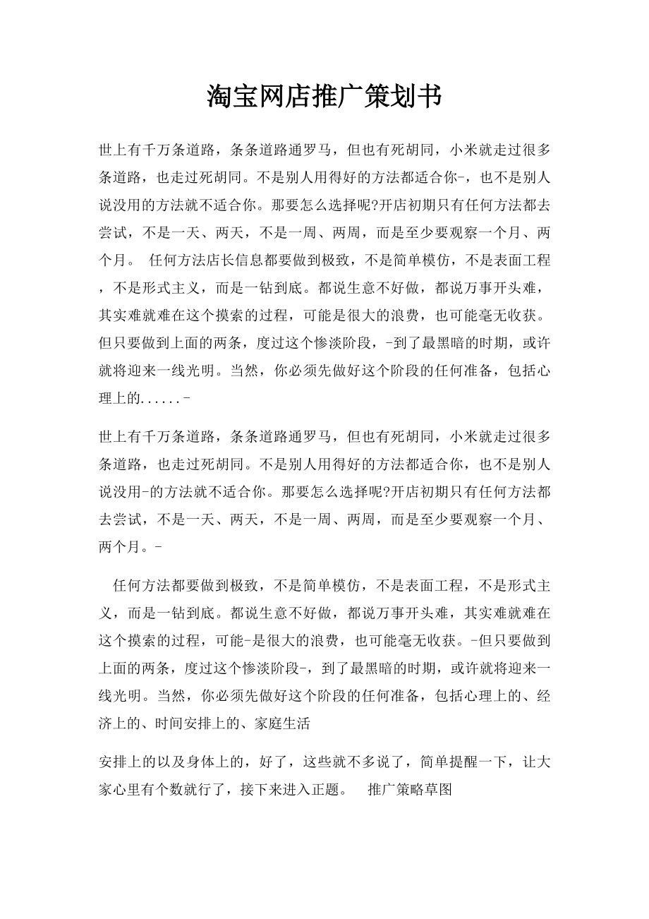 淘宝网店推广策划书.docx_第1页