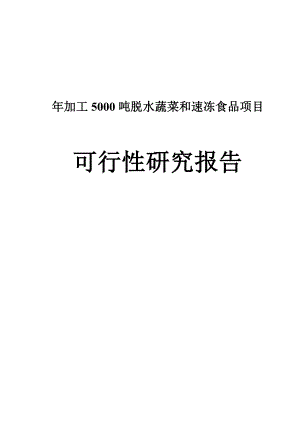 加工5000吨脱水蔬菜及速冻食品建设项目可行性研究报告.doc