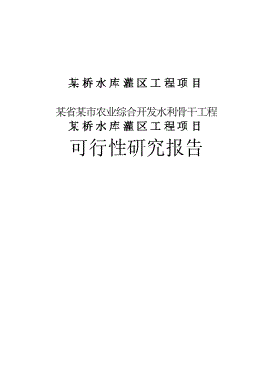 某桥水库灌区工程项目可行性研究报告.doc