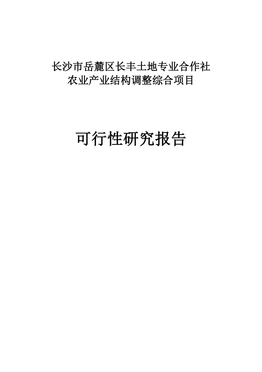 五丰村农业产业结构调整综合项目可行性报告.doc_第1页