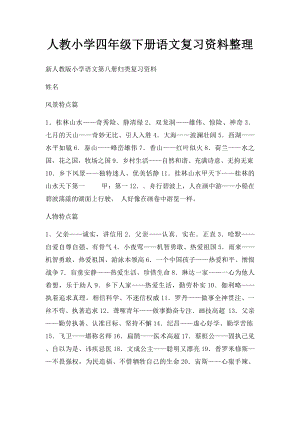 人教小学四年级下册语文复习资料整理.docx