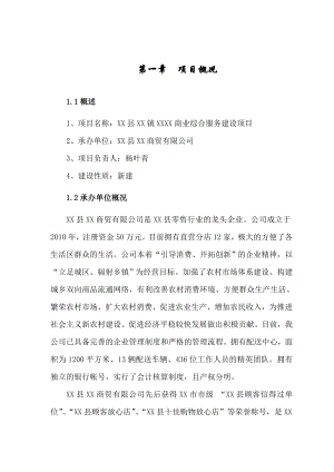 XX商业综合服务建设项目可行性研究报告.doc