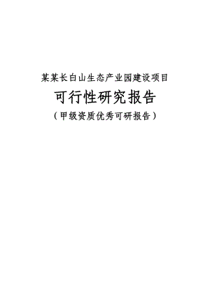 某某长白山生态产业园建设项目可行性研究报告（100p）.doc