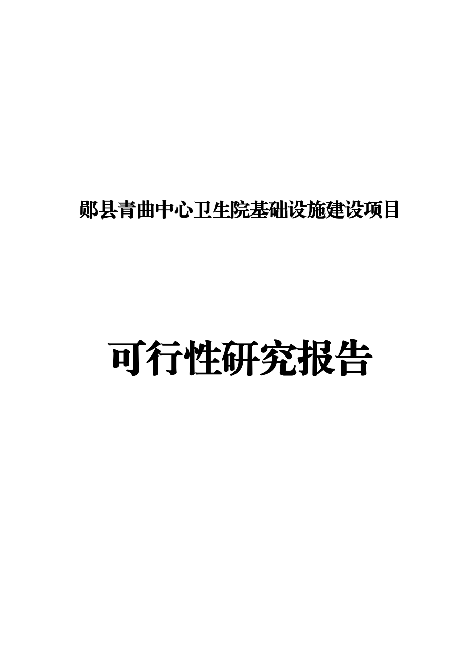 中心卫生院基础设施建设项目可行性研究报告.doc_第1页