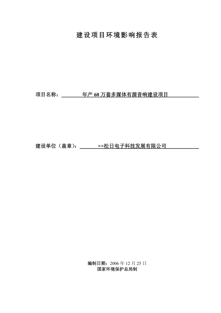 ××松日电子科技发展有限公司环评报告.doc_第1页