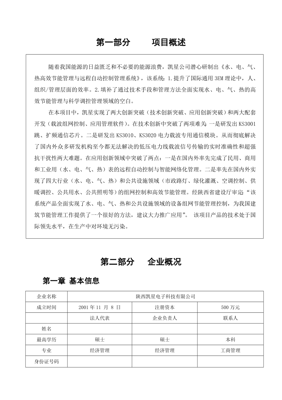 凯星电子项目可行性研究报告.doc_第1页