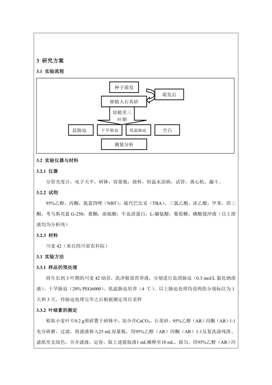 川麦42不同逆境生长情况研究开题报告.doc_第3页