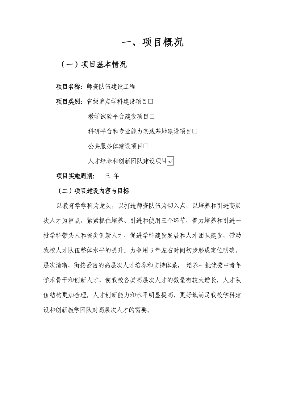 师资队伍建设工程项目可行性研究报告.doc_第3页