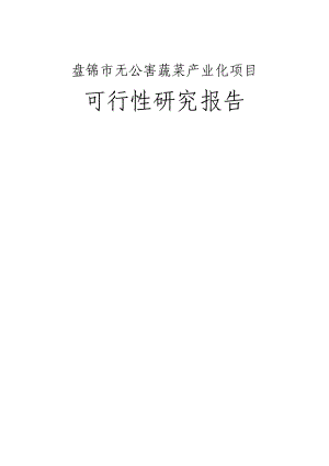 盘锦市无公害蔬菜产业化项目可行性研究报告(83页优秀甲级资质可研报告).doc