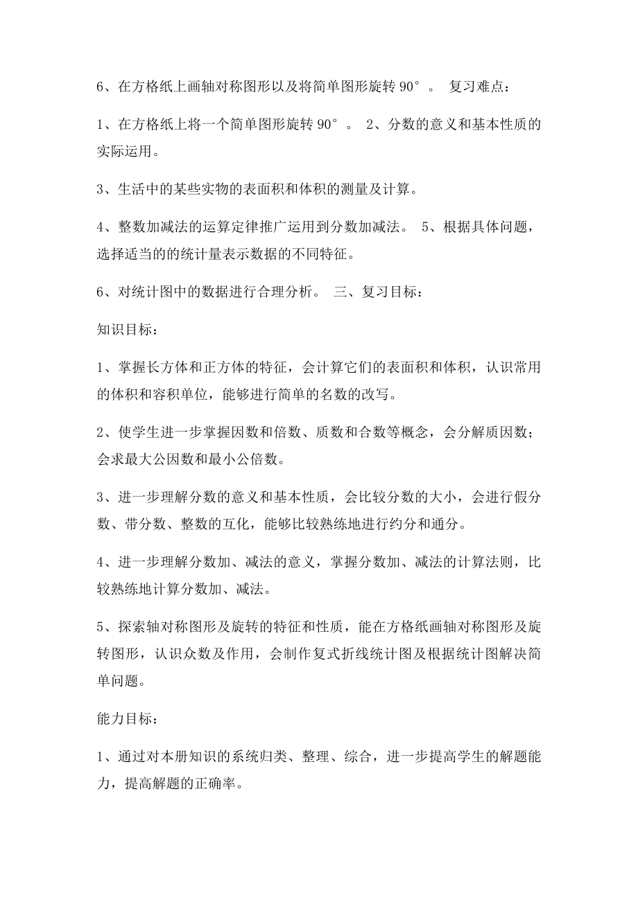 人教数学五年级下册复习计划.docx_第2页