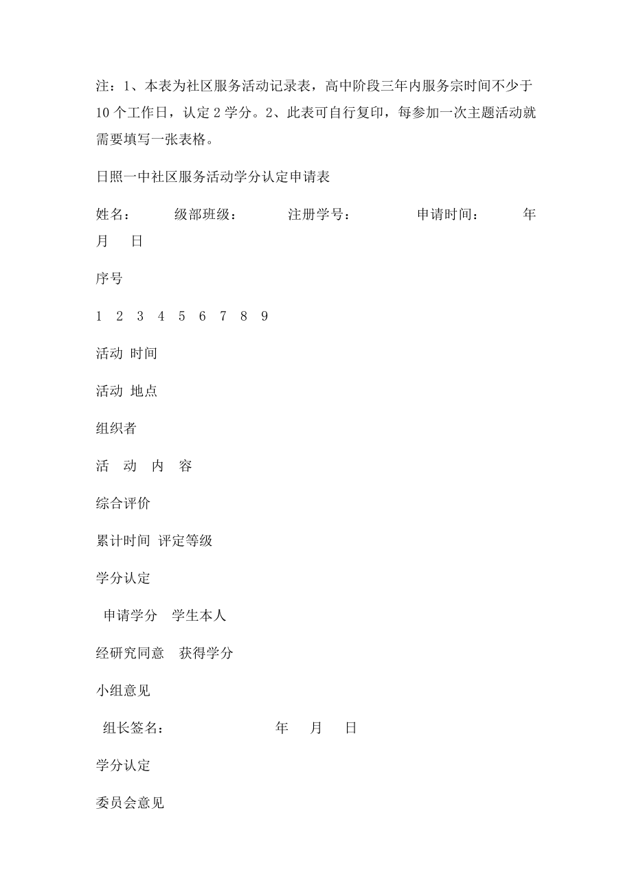 日照一中社区服务活动记录表.docx_第2页