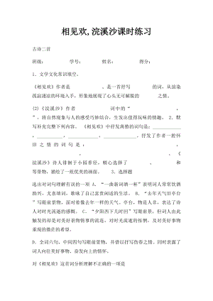 相见欢,浣溪沙课时练习.docx