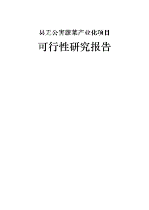 某县无公害蔬菜产业化项目可行性研究报告（83页优秀甲级资质可研报告） .doc