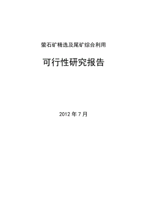 萤石矿精选及尾矿综合利用可行性研究报告.doc