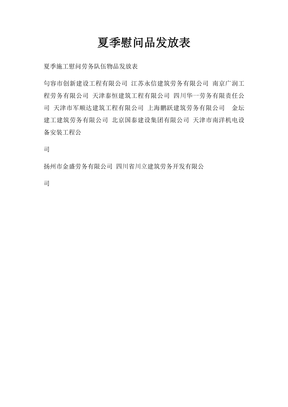 夏季慰问品发放表.docx_第1页