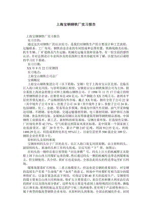 上海宝钢钢铁厂实习报告.doc