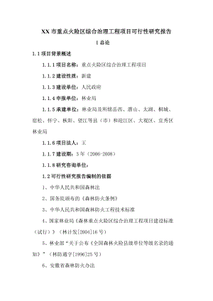 重点火险区综合治理工程项目可行性研究报告.doc