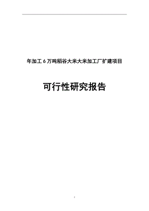 加工6万吨稻谷大米大米加工厂扩建项目可行性研究报告精选推荐.doc