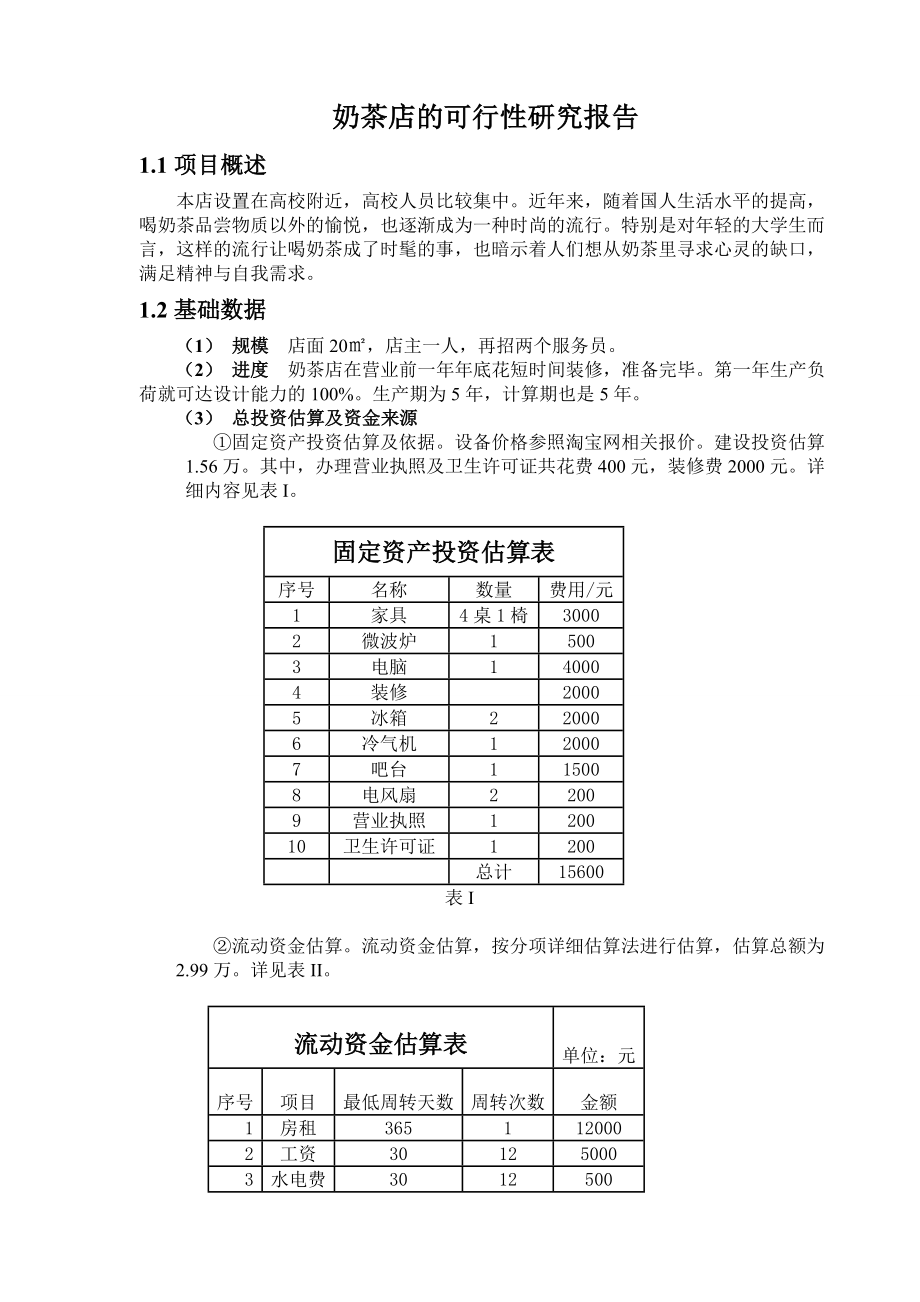 学校奶茶店的可行性研究报告.doc_第1页