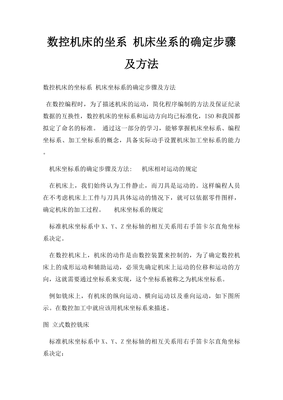 数控机床的坐系 机床坐系的确定步骤及方法.docx_第1页