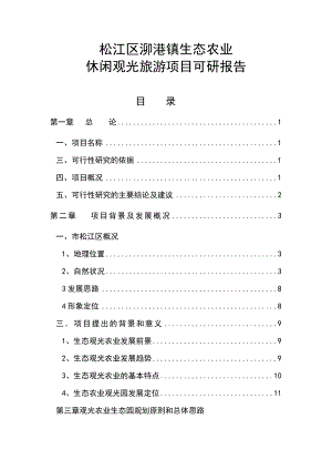 泖港镇生态农业观光旅游项目可行性研究报告1.doc