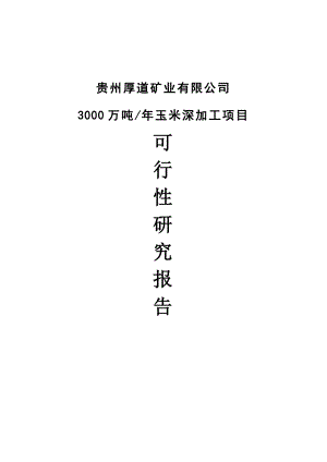 产3000万吨玉米深加工项目可行性研究报告1.doc