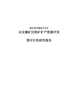 永安寨矿区铁矿矿产资源开发预可行性研究报告.doc