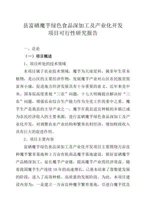 魔芋绿色食品深加工及产业化开发项目投资可行性申请报告可行性分析报告.doc