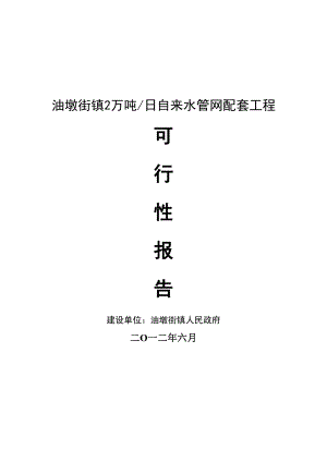 2万吨日自来水管网配套项目可行性研究报告.doc