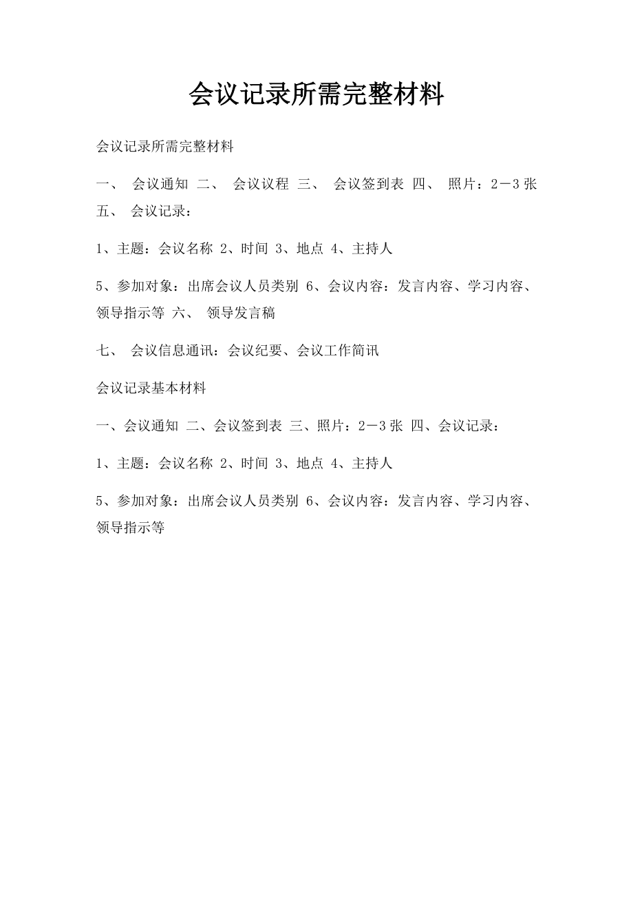 会议记录所需完整材料.docx_第1页