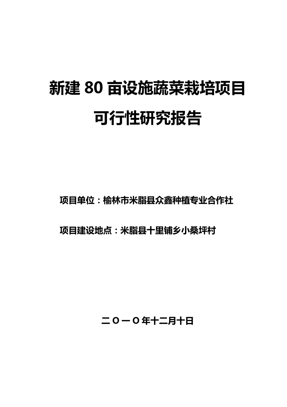 新建80亩设施蔬菜栽培项目可行性研究报告42307.doc_第1页