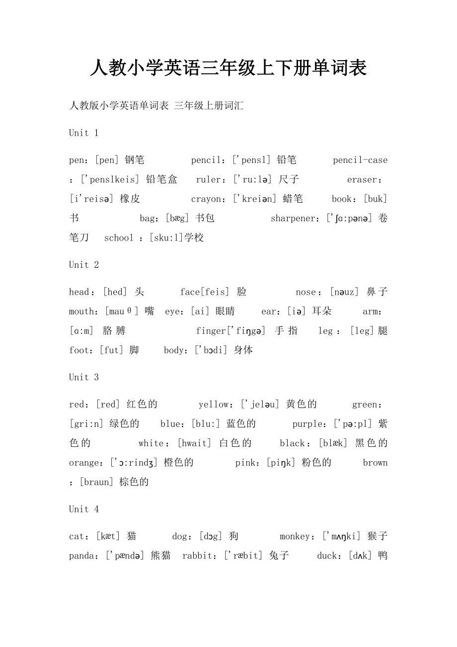 人教小学英语三年级上下册单词表.docx_第1页