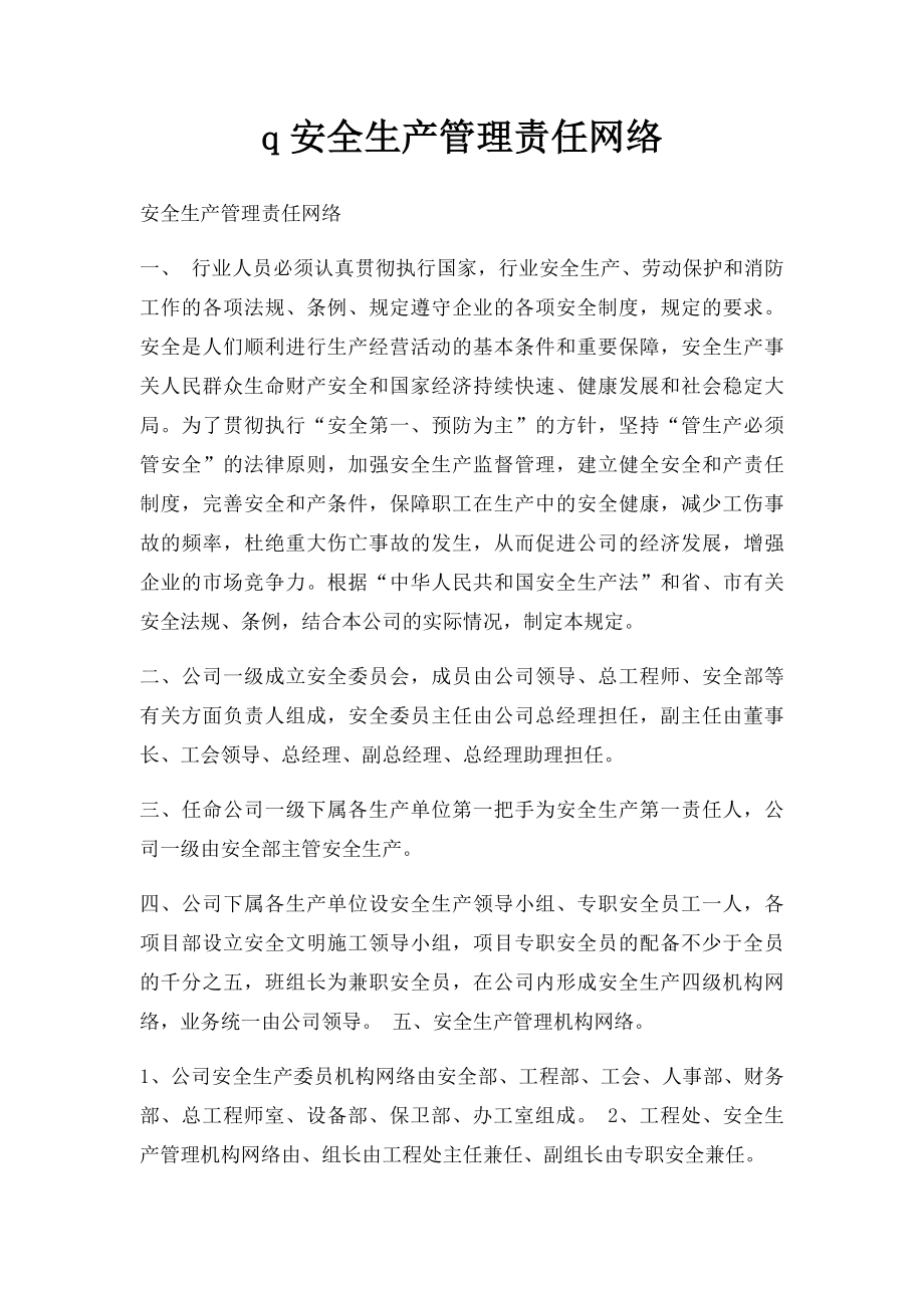 q安全生产管理责任网络.docx_第1页