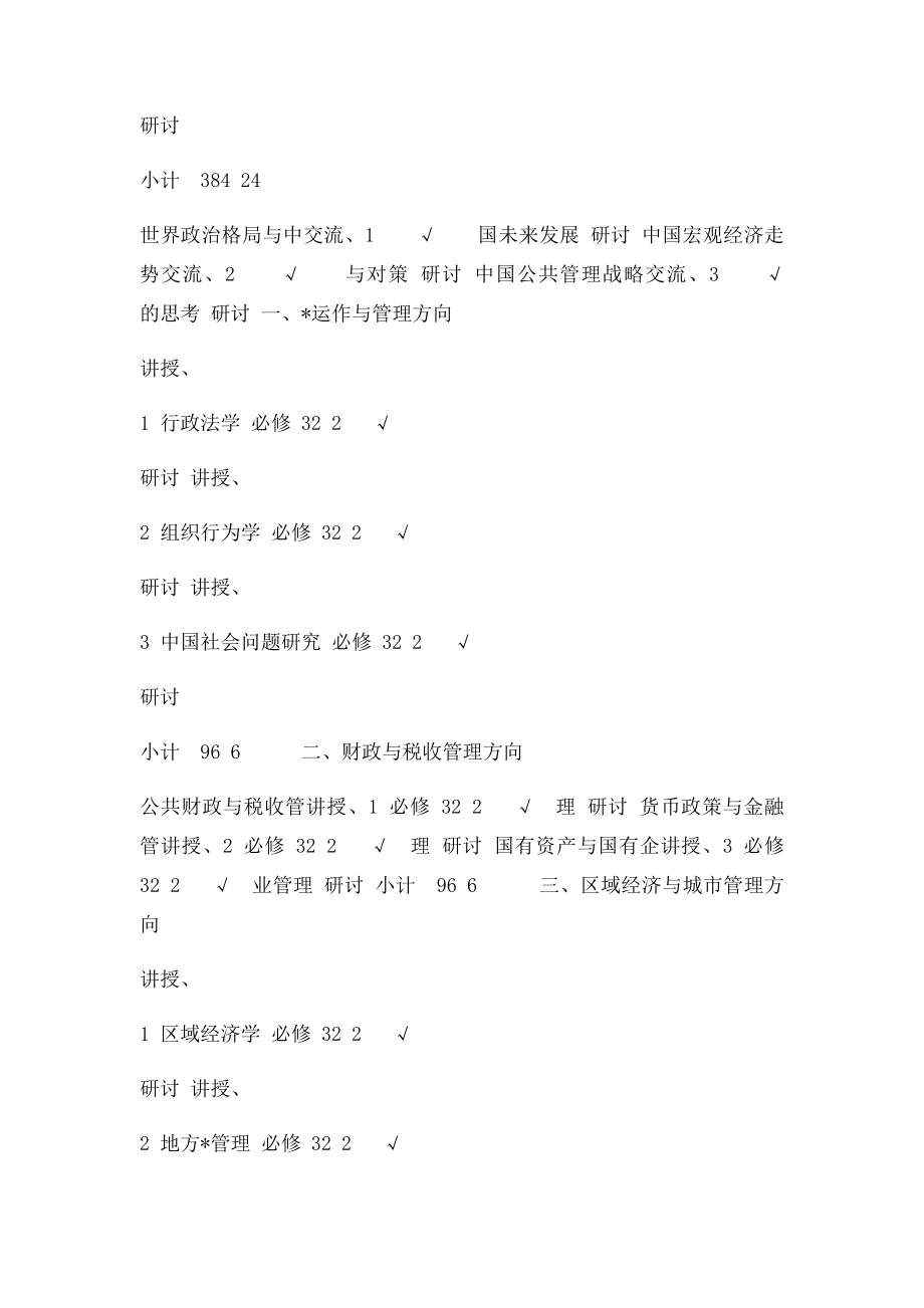 公共管理硕士课程设置一览表.docx_第2页