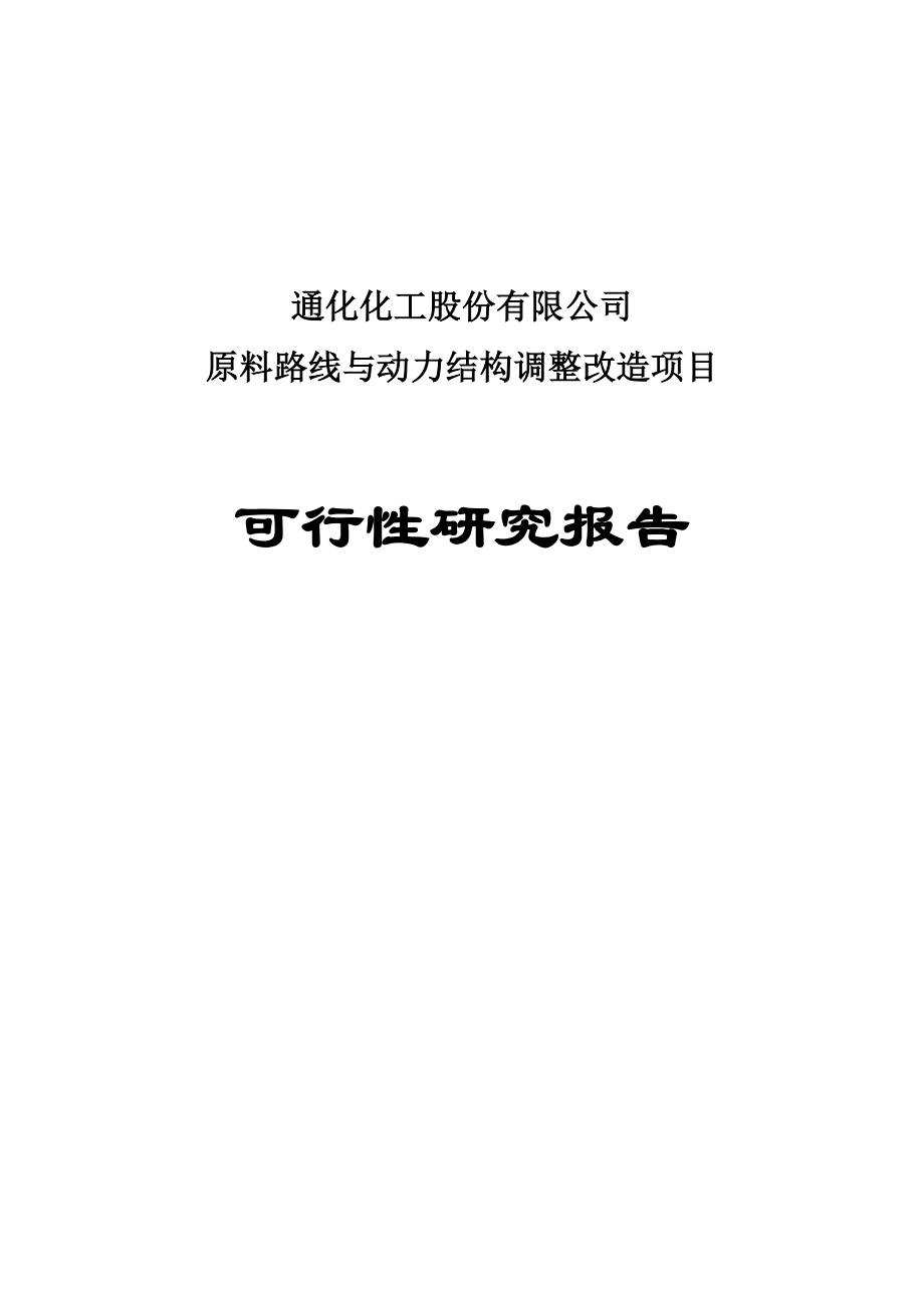 原料路线与动力结构调整改造项目可行性研究报告.doc_第1页