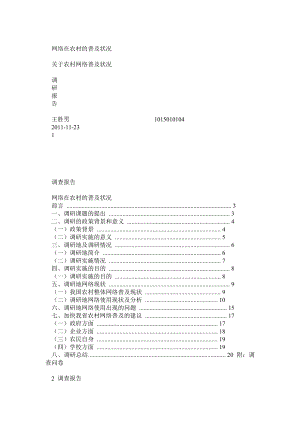 关于农村网络普及调查报告.doc