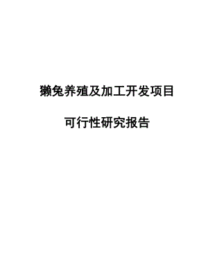 獭兔养殖及加工开发项目可行性研究报告.doc