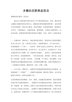 乡镇长任职表态发言.docx