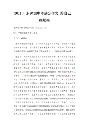 2011广东深圳中考满分作文 给自己一些勒痕.docx