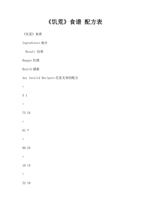 《饥荒》食谱 配方表.docx