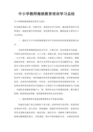 中小学教师继续教育培训学习总结.docx