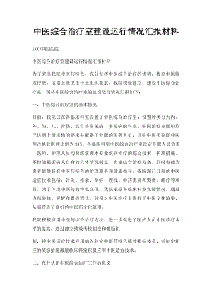 中医综合治疗室建设运行情况汇报材料.docx