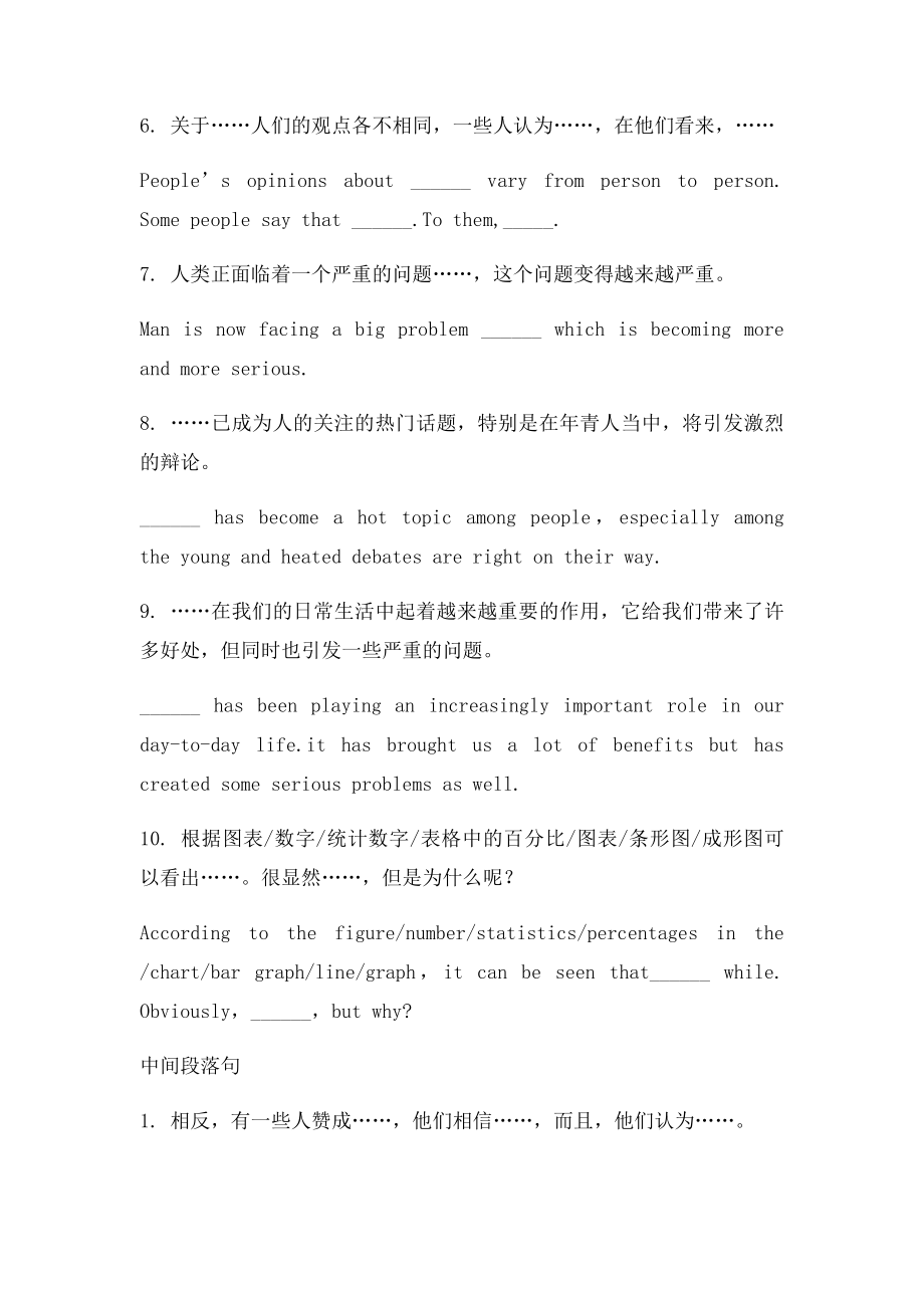 万能英语四级作文句子.docx_第2页