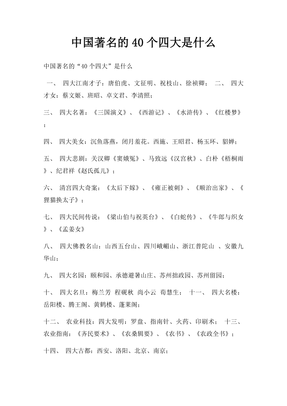 中国著名的40个四大是什么.docx_第1页